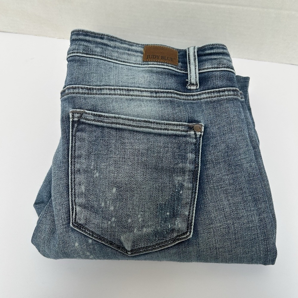 Judy Blue Boyfriend Mid-Rise Destroyed Jean Bleach Splatter Sz 13/31 Style#82169